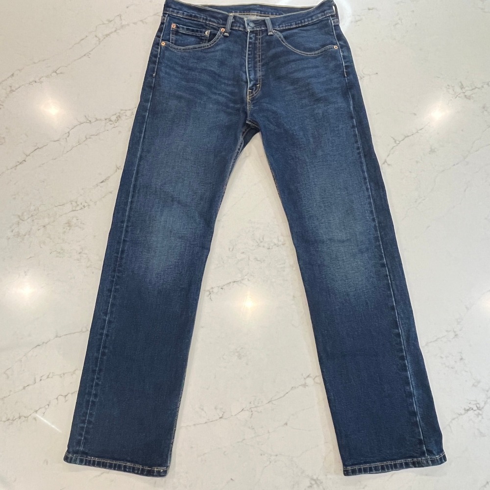 Levi's 505 Regular Fit Jeans Mens 34x32 Dark Wash Blue Denim Classic Casual